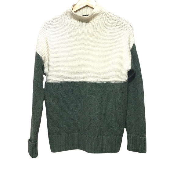 CYNTHIA Rowley wool alpaca blend colour block mock neck knit sweater Medium - Picture 1 of 10